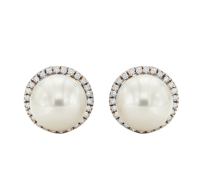 Aretes con perlas 0.25ct - Eternity Diamonds