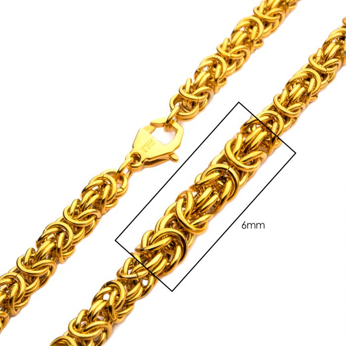Collar Bizantino Chapado En Oro 750 - Plata De Ley 925, Longitud 55 Cm, Ancho 3.8 Mm, Peso 42.67 G, Estilo Majestuoso Y Elegante